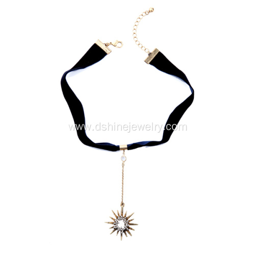 Crystal Star Pendant Women Velvet Choker Necklace Jewelry